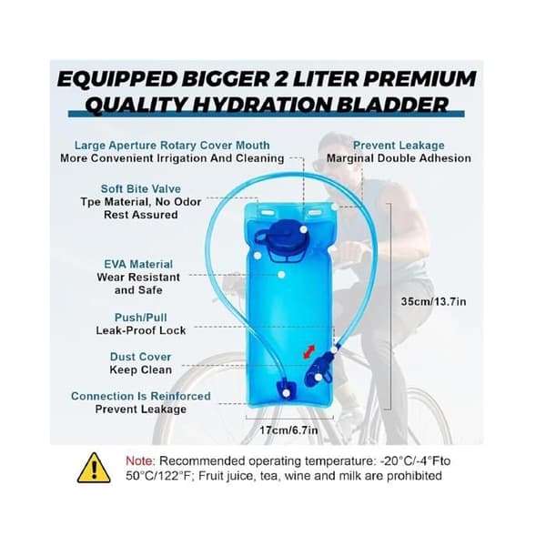Hydreringsvest, Løbehydreringsvest, Hydreringsrygsæk, Løbehydreringsvest, 2L Hydreringspose (Pe)