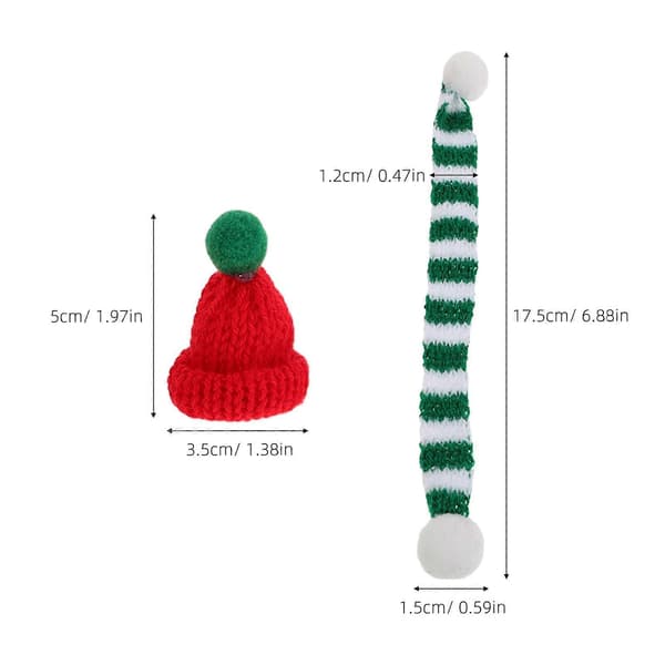 Miniatyrset med stickad julmössa och halsduk för juldekoration 1 set (Peng)