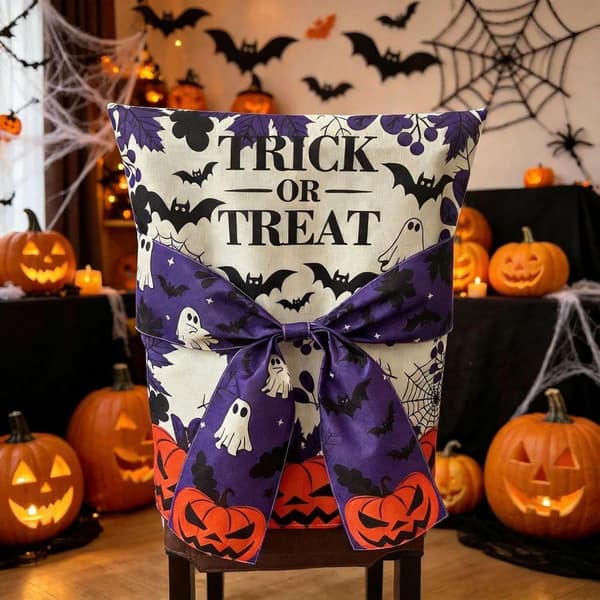 Halloween stolebetræk sæt med 2, 46x57cm, spisestue dekoration (Pe)
