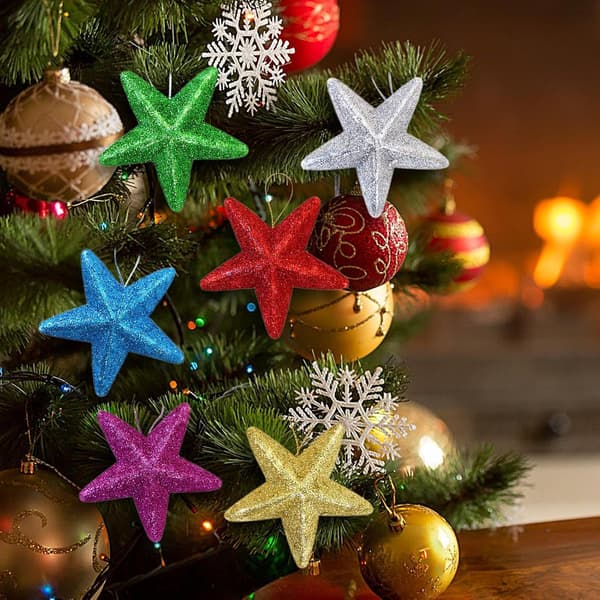 Färgglad glitterjulstjärnedekoration för inomhushängning (Pe)