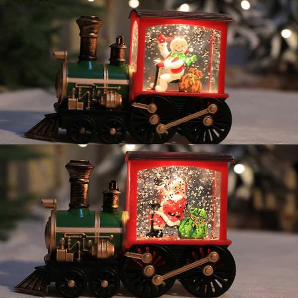 Lysende juletog-pynt med lys Julepynt til juledekoration Havepynt Bronze (Peng) red green