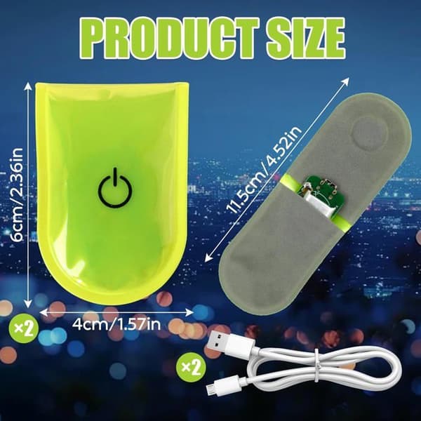 Clip-on LED-lys til skoletasker - Blinkende LED-clips - Reflekterende - Til skoletasker, rygsække, vandring, løb (Pe)