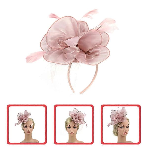 Rosa blommig fascinator-huvudprydnad för kvinnor, tebjudning (Peng)
