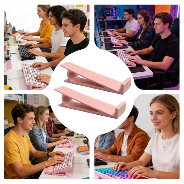 Ergonomiskt halkfritt bärbart tangentbordsstativ för kontoret (Peng) Pink 2pcs
