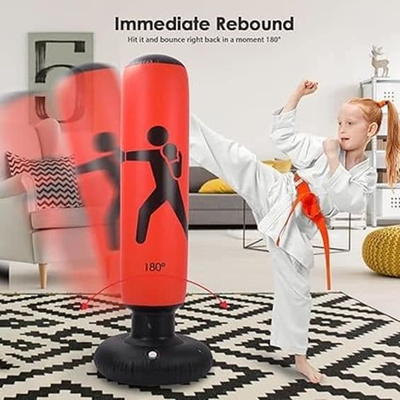 Oppustelig boksesæk - 160 cm - Barn - Handsker inkluderet - Karate Kickboxing (Pe)