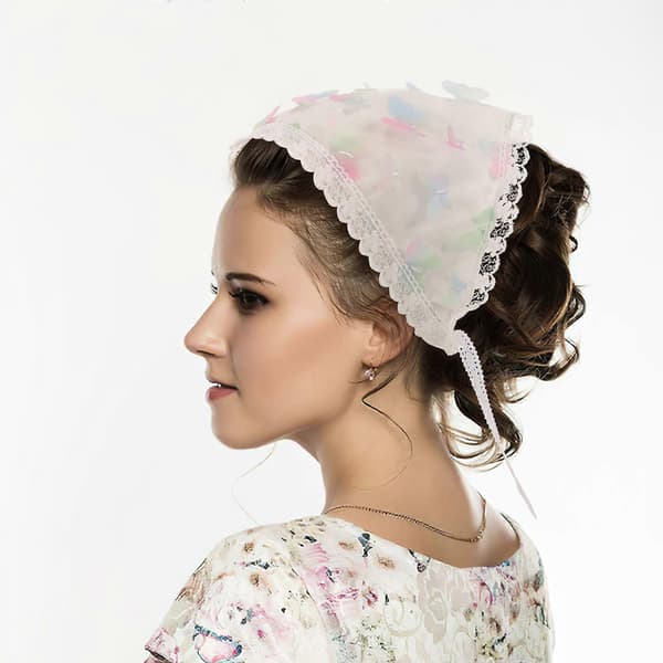 Vit hårbandana i spets för kvinnor, dekorativ huvudduk, modeaccessoar (Peng)