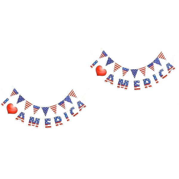 Amerikansk självständighetsdag vimpelbanner festdekoration 2-pack (Peng)