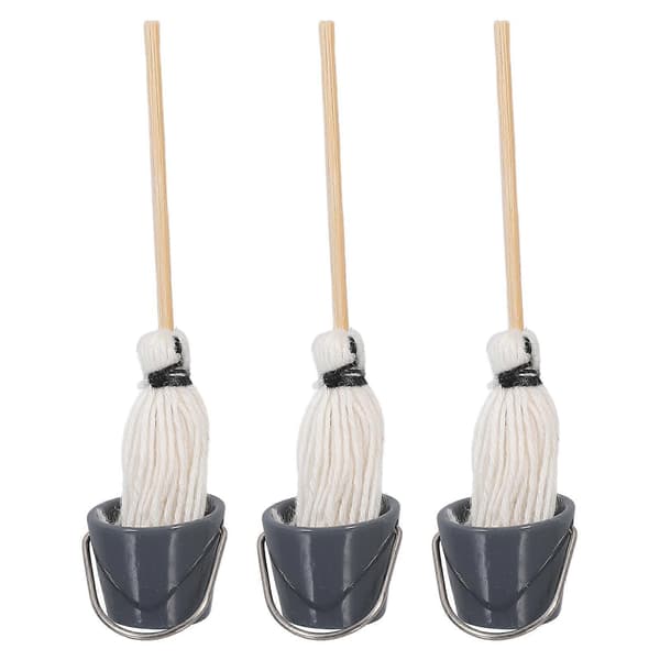 Dockskåpsminiatyrer mini-mopp och hink för dekoration 3 set (Peng)