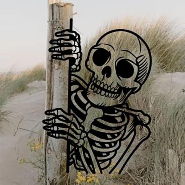 Halloween Trädgårdsdekorationer i Metall Roliga Skyltar Sidoblick (Pe)