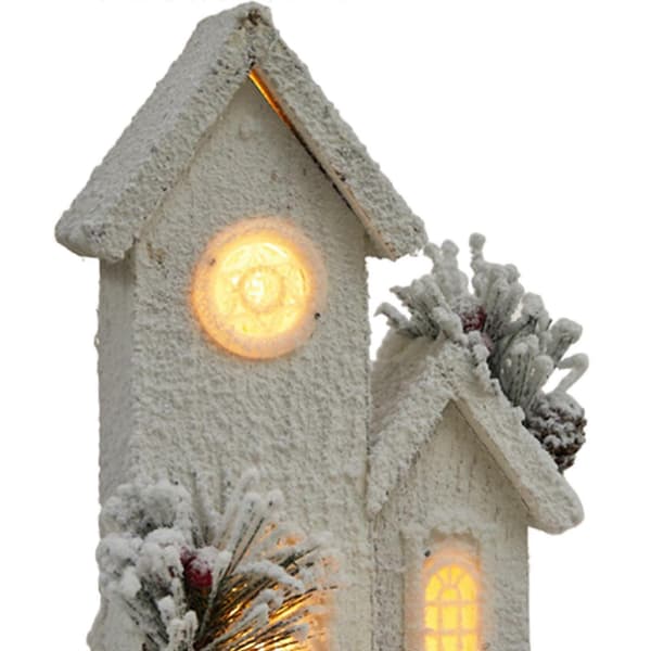 Julbelyst vinterstuga i trä miniatyr skrivbordsprydnad dekorativ jul (Peng) Style A