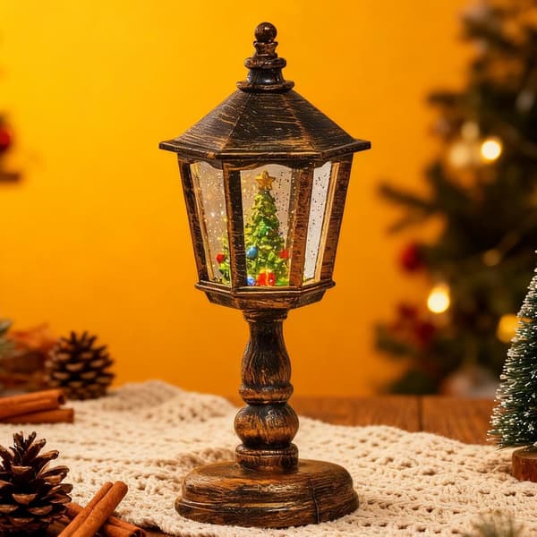 Snöbukett Hexagonal Bordslampa Gyllene Träddekoration (Pe)
