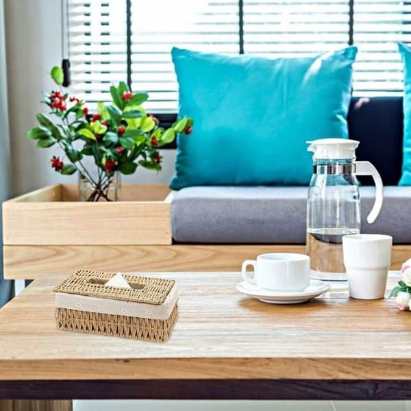 Handgjord nordisk vävd bambu-servettlåda, för hem/hotell/kontor/bil/badrum YYV (Peng)