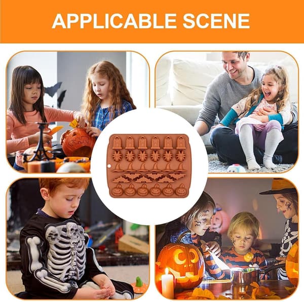 Halloween silikonformar non-stick, lätta att ta ur, DIY-dekorationer (Pe)
