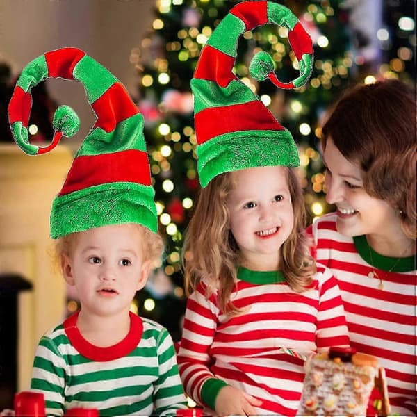 2 st jul-tomteluvor lång randig filthatt för barn & vuxna jultema (Peng)