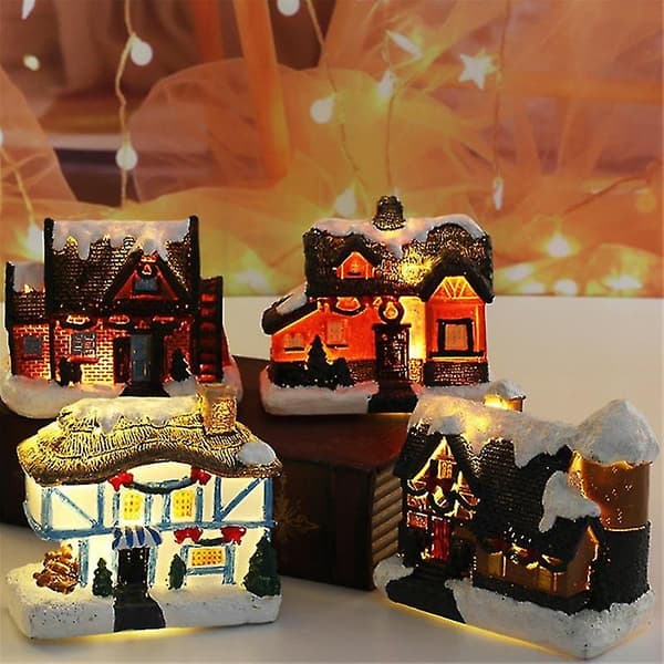 Mini julby LED-lampor litet julbyhus batteridrivet julby AC (Peng)