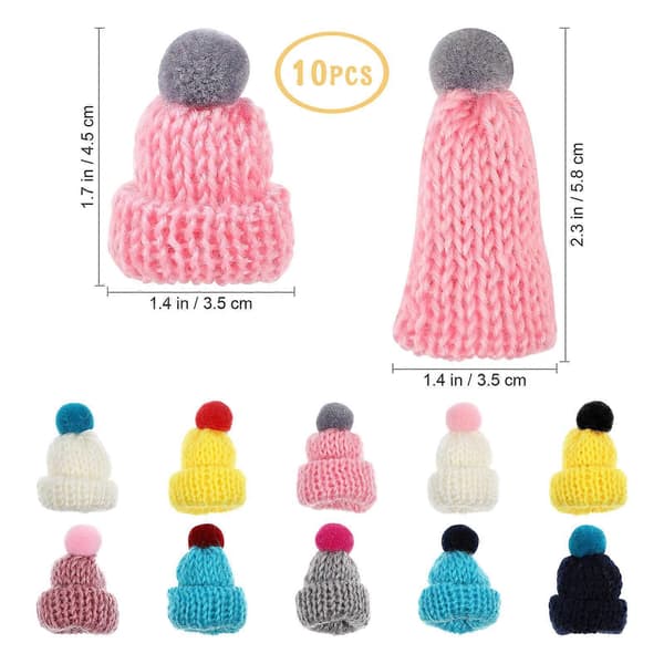 Mini-villapipo neulottu hattu koristeluun DIY-askartelutarvikkeet 10 kpl (Peng)