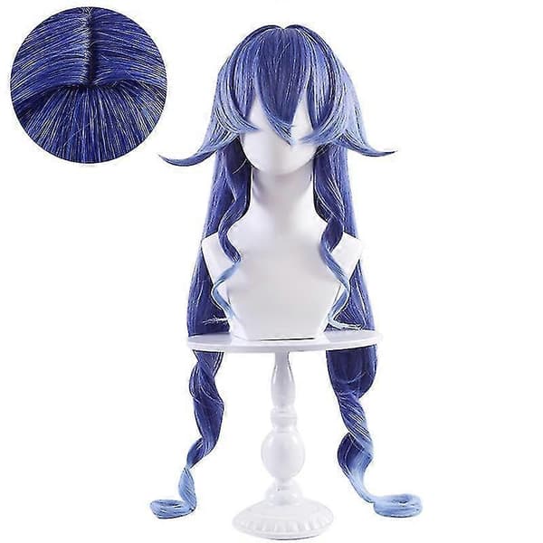 Genshin Impact Layla Cosplay-peruk blå gradient lockig anime-perukset (Peng) Blue One Size