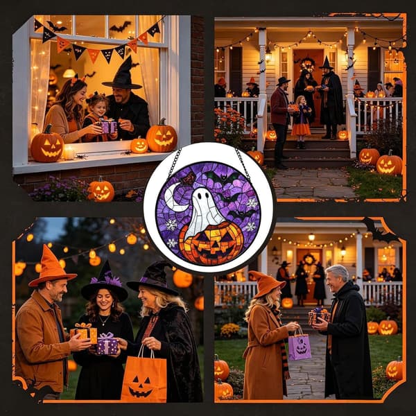 Halloweenpumpa Solfångare, 2D Kristall, Trädgårdsdekoration (Pe)