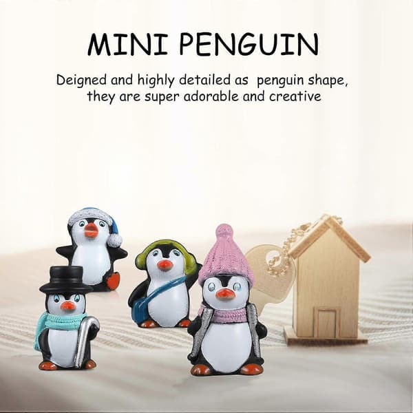 4 stycken juldekoration mini vinter pingvinfigurer (Peng)