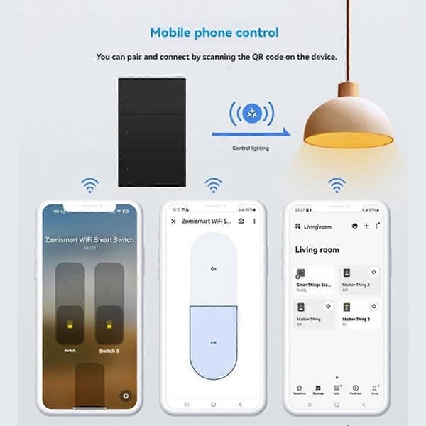 Matter WiFi Smart Switch för Smart Things Homekit APP 3-vägs (Peng) 3 Gangs