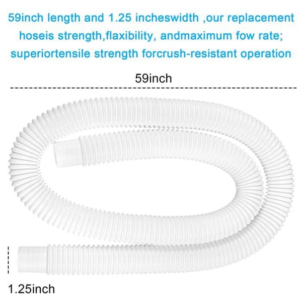 32mm-2 Poolslang, Vit, 150cm - Med slangklämmor för Intex ovanmarkspooler - Slang ingår ej (Pe)
