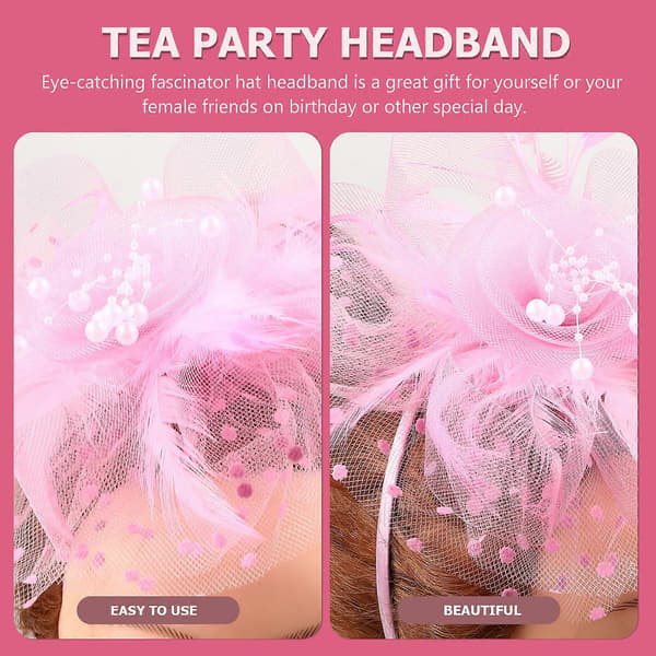 Eleganta fascinator-hattar för kvinnor bröllopsdekoration 1 set (Peng) Pink 23X20CM