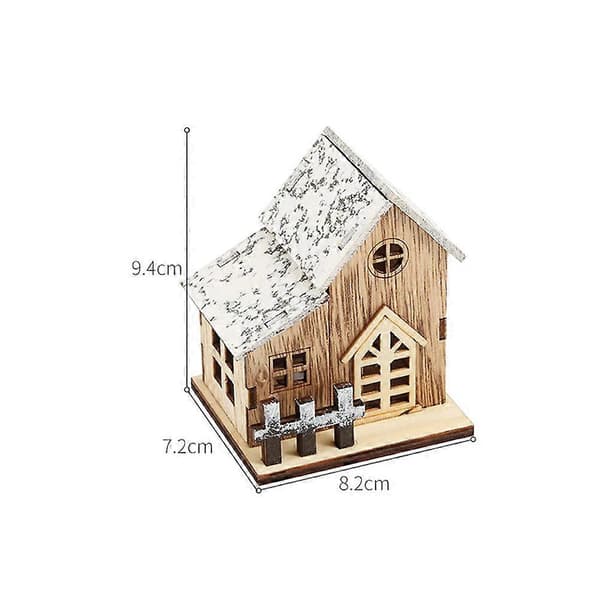 Lysande trähus bordsdekoration julstil vardagsrum dekorativ 9,4x8,2x7,2 cm 3-pack (Peng)