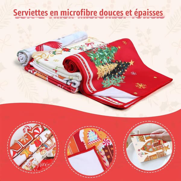 Julekøkkenhåndklædesæt 4 dele 40cm x 60cm service (Pe)