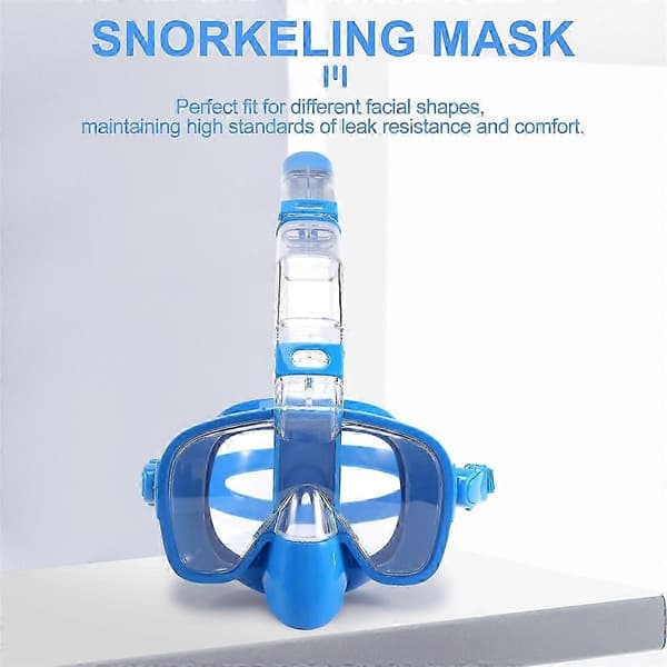 Snorkelmask hopfällbart dykmaskset med kamerafäste, blå (PE)
