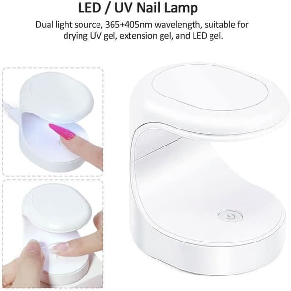 Mini UV neglelampe til gel neglelak, USB LED UV-lamper til gelnegle, hurtigtørrende lampe til (Pe)