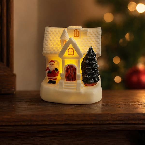 Lysande julhusfigur – Jultomte & Gran – för vinterhylluppvisning (Peng) White
