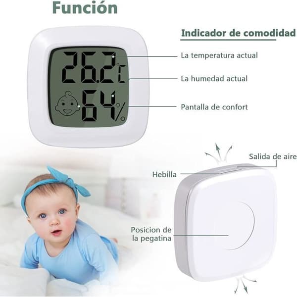 Digitalt Termometer Hygrometer - Mini Hjemmetermometer - Temperaturmåler - Hvid (Pe)