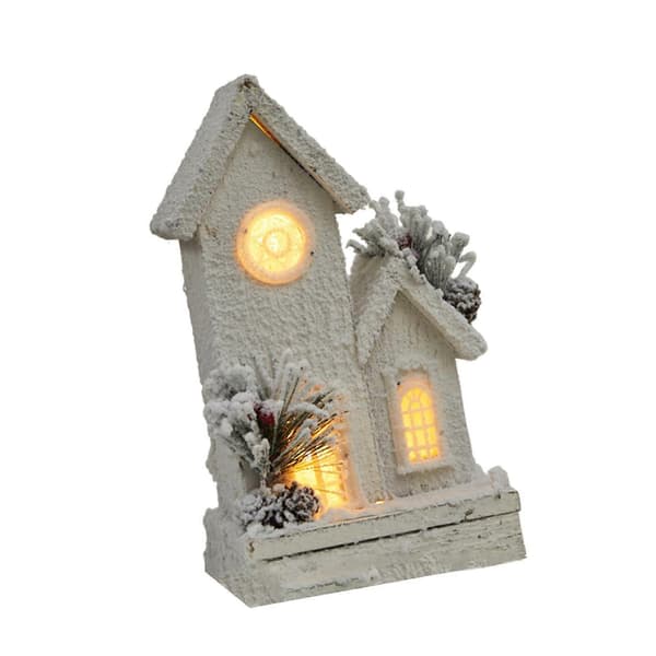 Julbelyst vinterstuga i trä miniatyr skrivbordsprydnad dekorativ jul (Peng) Style A