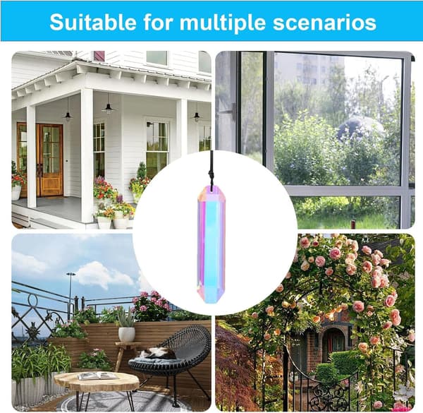 Regnbue Solvedhængslampe med farvede krystaller og prisme facet, stue, terrasse, have (Pe)
