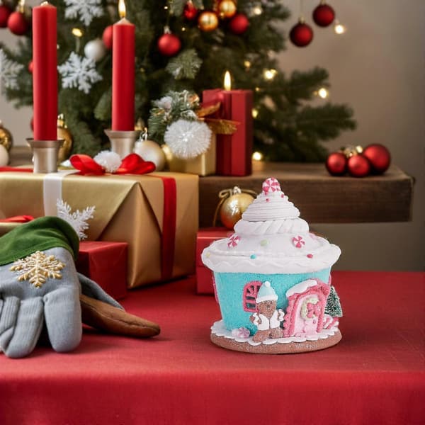 Jule-honningkagehus i harpiks med lys til julepynt (Peng)