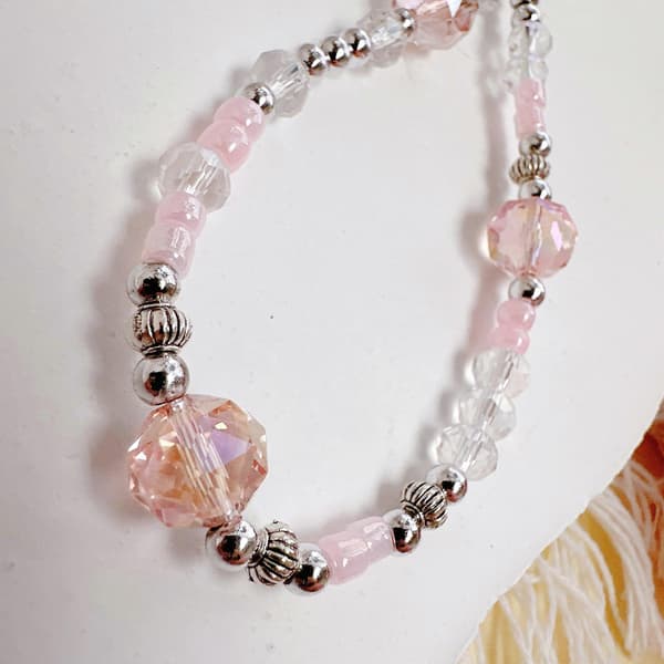 2 st Superglittrande HighPriority Rosa Kristall Mini Handgjord Pärlad CCD-kamera Telefonfodral Berlock (Peng) Pink Crystal Mini Chain