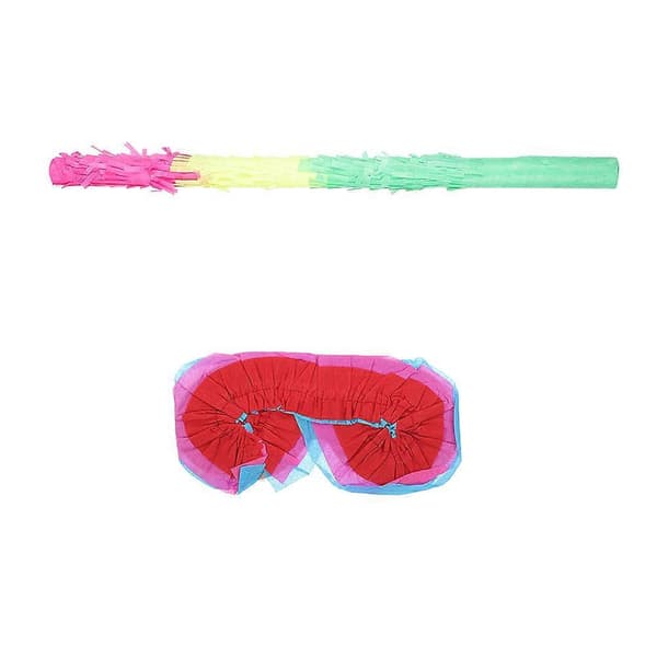 Flerfärgad piñatastav och ögonbindel för barn, enkel design, pappersmaterial, 1 set (Peng)