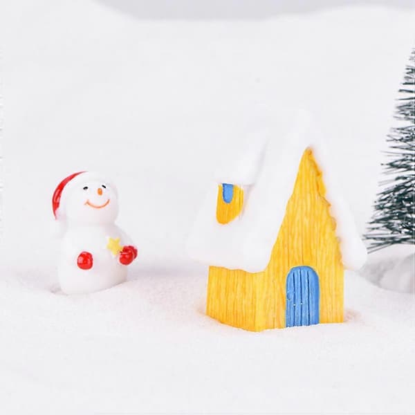 Liten snöhus-prydnad i harts för juldekoration, 4-pack (pingvin)