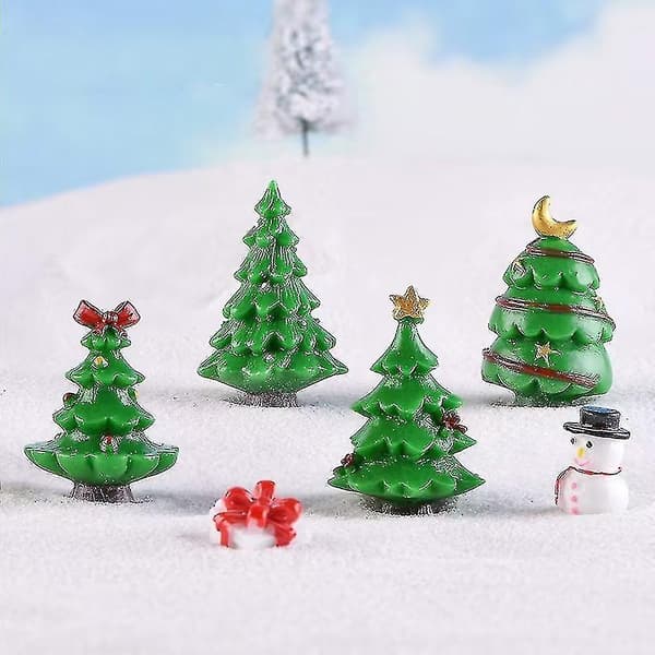 Miniatyr-julgransset för DIY-älvträdgård och dockhusdekoration, jul (Peng)