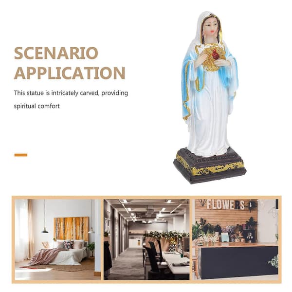 Jungfru Maria-staty i harts för juldekoration, 2 st religiös figur (Peng)