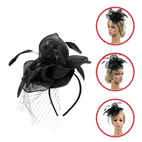 Svart Fascinator Hårtillbehör för kvinnor Elegant Hårband (Peng)