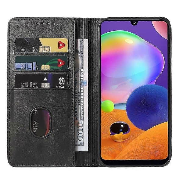 För Samsung Galaxy A31 magnetiskt läderfodral (PE)
