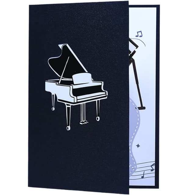 Pianoformade omonterade vagnar gratulationskuvert 3D Pop-Up favoriter (Pe)