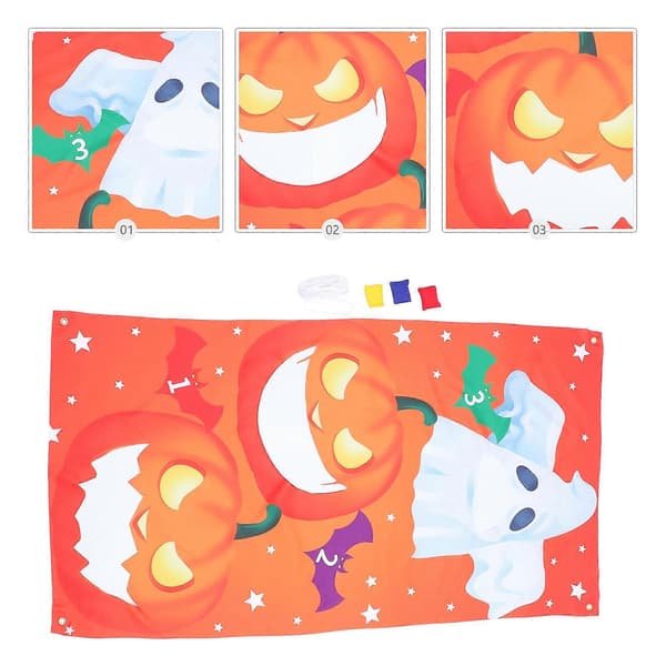 Halloween kaste-spil flag til indendørs og udendørs leg, 1 sæt børne-kaste-spil banner (Peng)