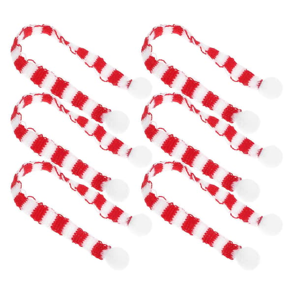 Jule-minitørklæde til DIY-pynt, 6 stk. strikket stof-sæt (Peng) Red 23X1X1CM