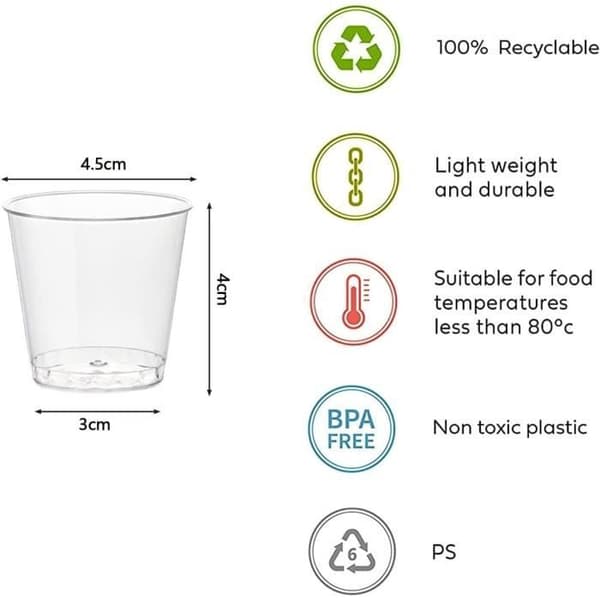 Shotglas - Ospecificerad - 30 ml - 100 st - Klar Plast - Återanvändbar (Pe)