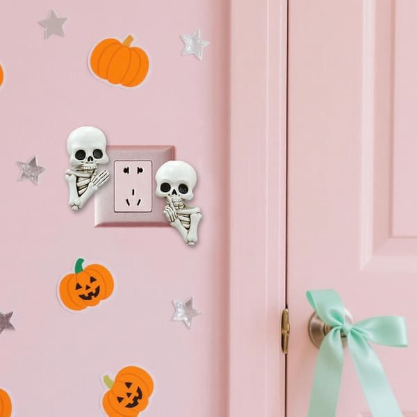 Gotiske stikkontaktdekorationer, sæt med 2 til Halloween (Pe)
