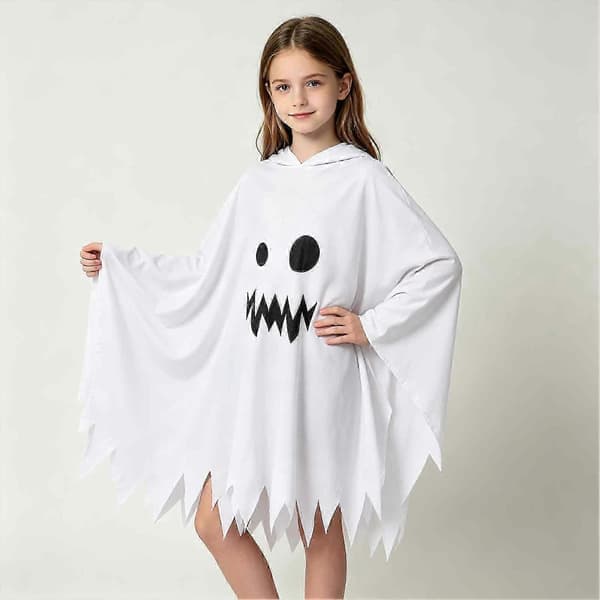 Hætteklædt spøgelseskostume Hvid Sort Kappe Kostume til Børn Voksne Halloween Fest (PE)