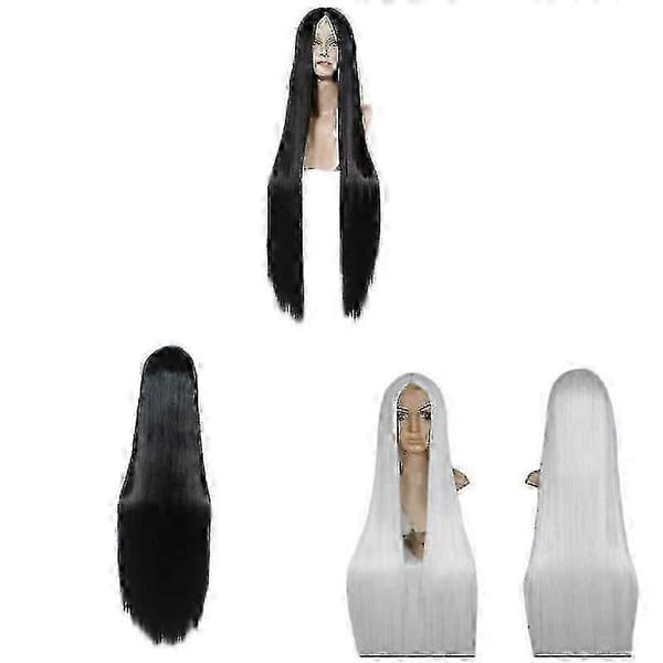 Rak syntetisk peruk 100 cm lång anime cosplay-peruk för kvinnor (Peng) White