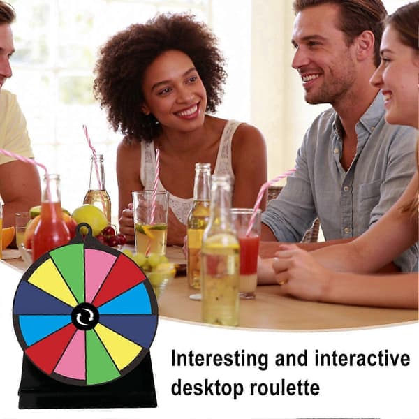 8 tommer Rainbow lykkehjul med 12 felter, whiteboard-overflade og stativ til festspil (Peng) A